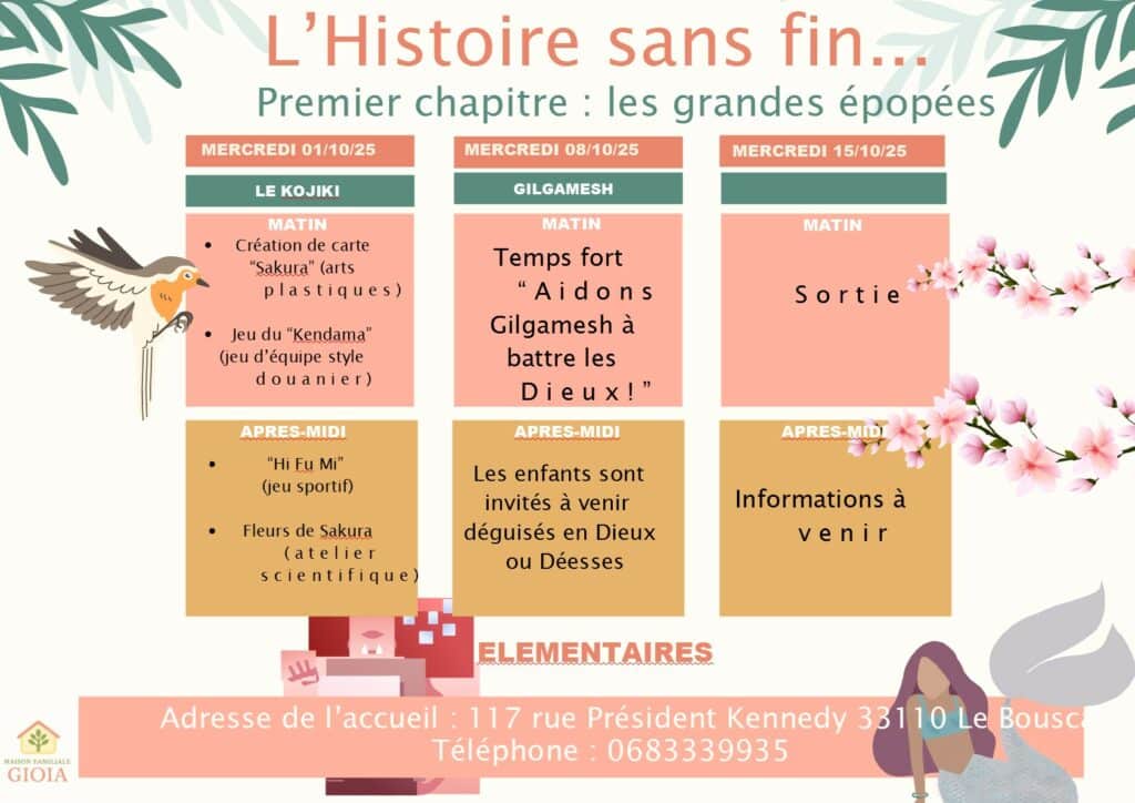planning des activités des élémentaires