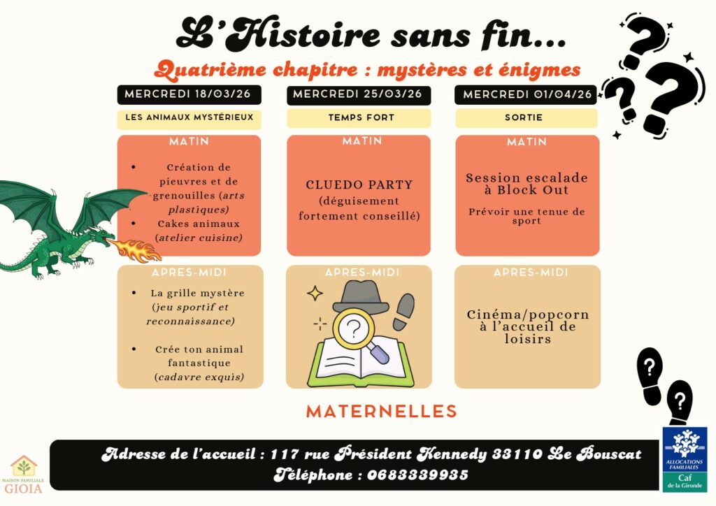 Planning des maternelles deuxieme partie